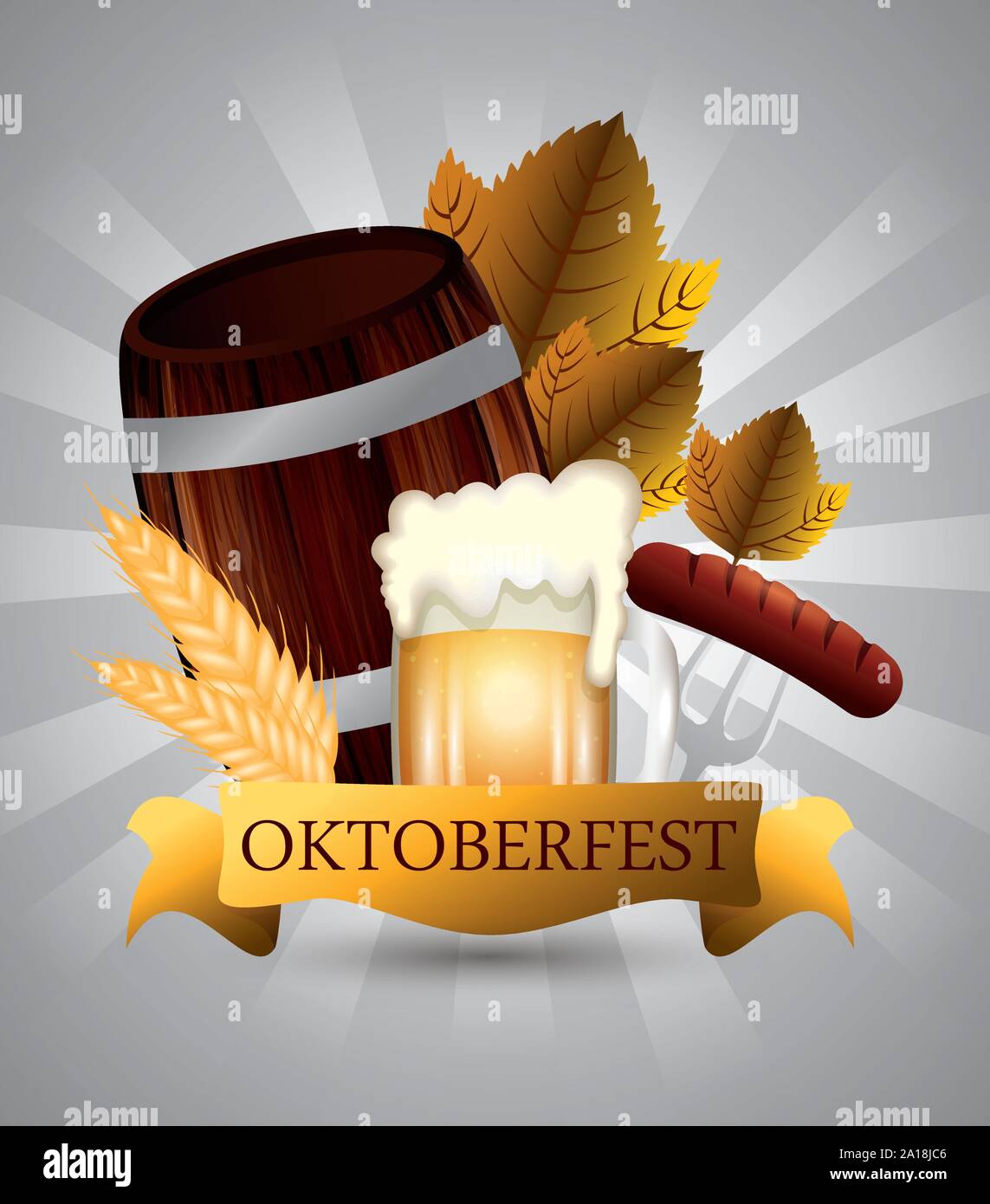 Oktoberfest poster con birra e salsiccia Immagine e Vettoriale - Alamy