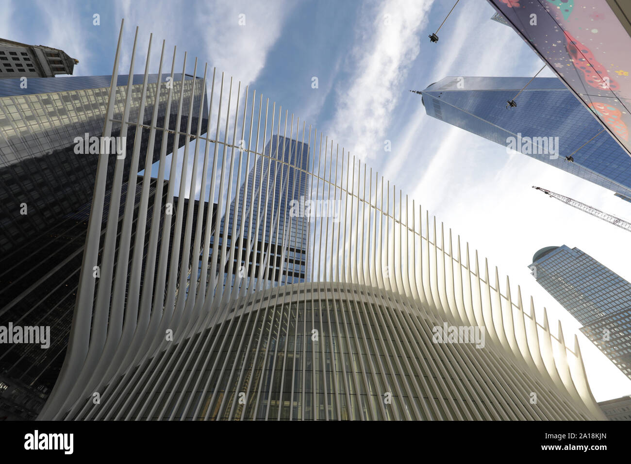 L'Occhio di Calatrava a New York. Treno che attraversa la Hudson per comunicare New York con lo stato confinante del New Jersey Foto Stock