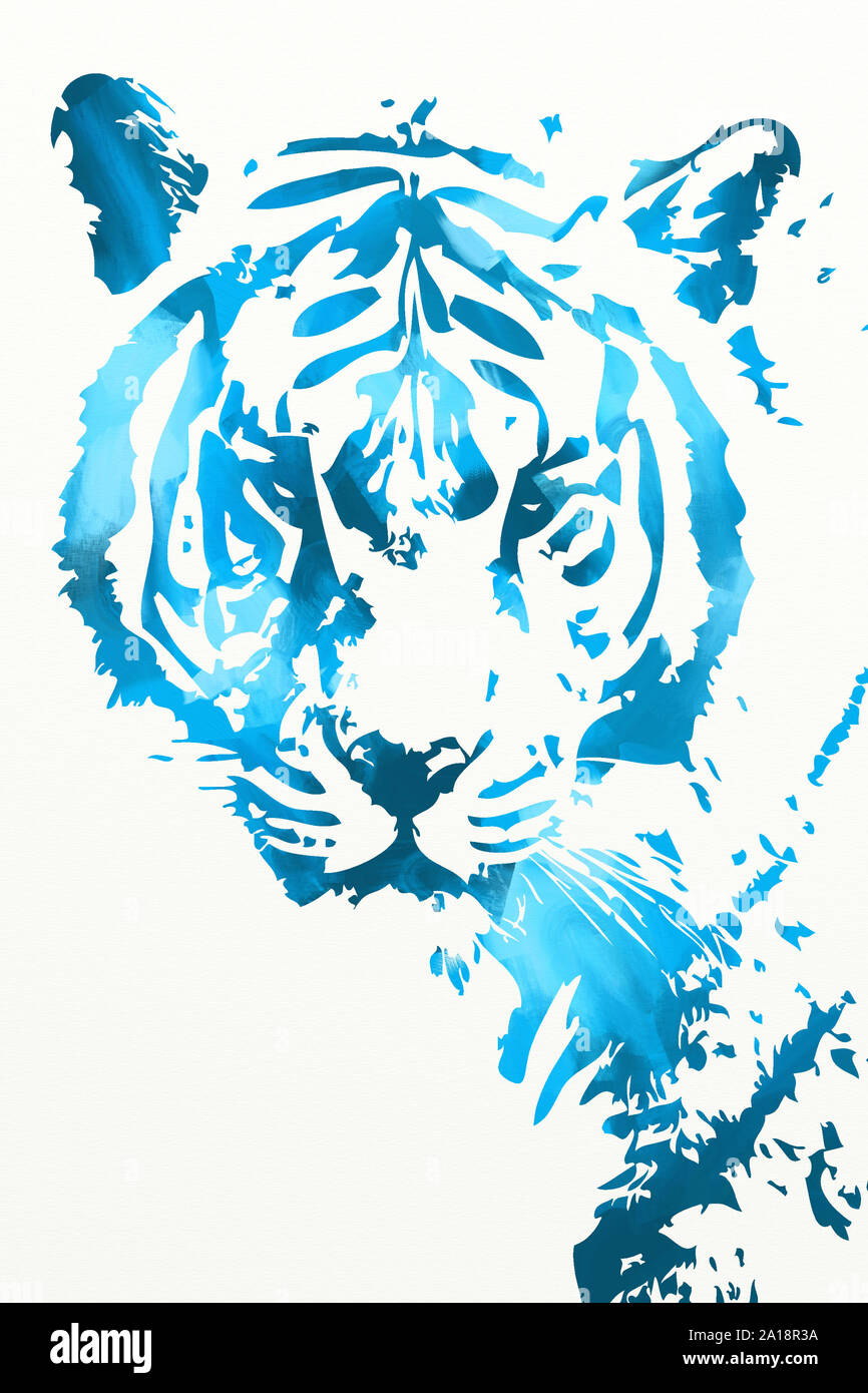 Tiger arte illustrazione il colore di disegno pittura Foto Stock