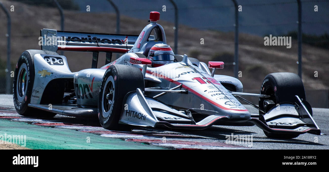 Monterey, CA, Stati Uniti d'America. Il 22 settembre, 2019. A. Il Team Penske driver di potenza (12) uscente del turno 7 Rahal diritta durante la Firestone Grand Prix di Monterey campionato IndyCar a Weathertech Raceway Laguna Seca Monterey, CA Thurman James/CSM/Alamy Live News Foto Stock