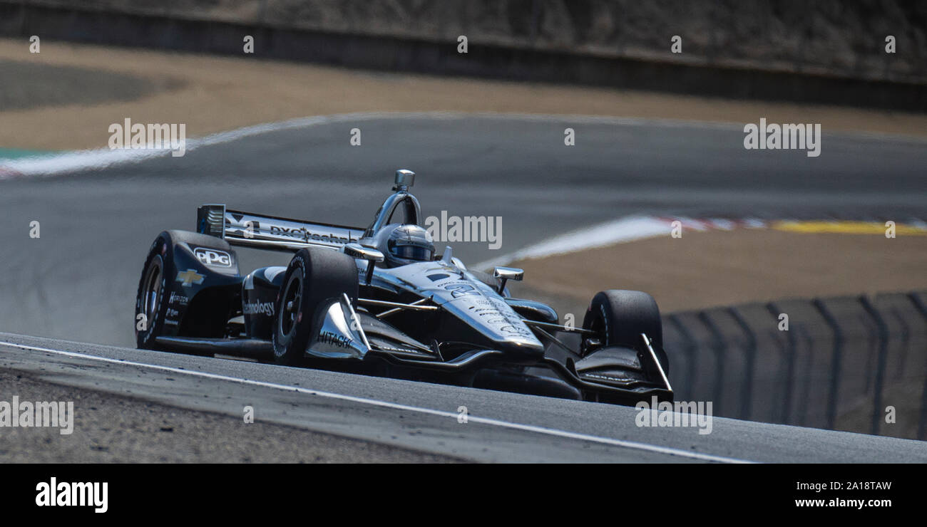 Monterey, CA, Stati Uniti d'America. Il 22 settembre, 2019. A. Il Team Penske conducente Simon Pagenaud (22) uscente del turno 6 durante la Firestone Grand Prix di Monterey campionato IndyCar a Weathertech Raceway Laguna Seca Monterey, CA Thurman James/CSM/Alamy Live News Foto Stock