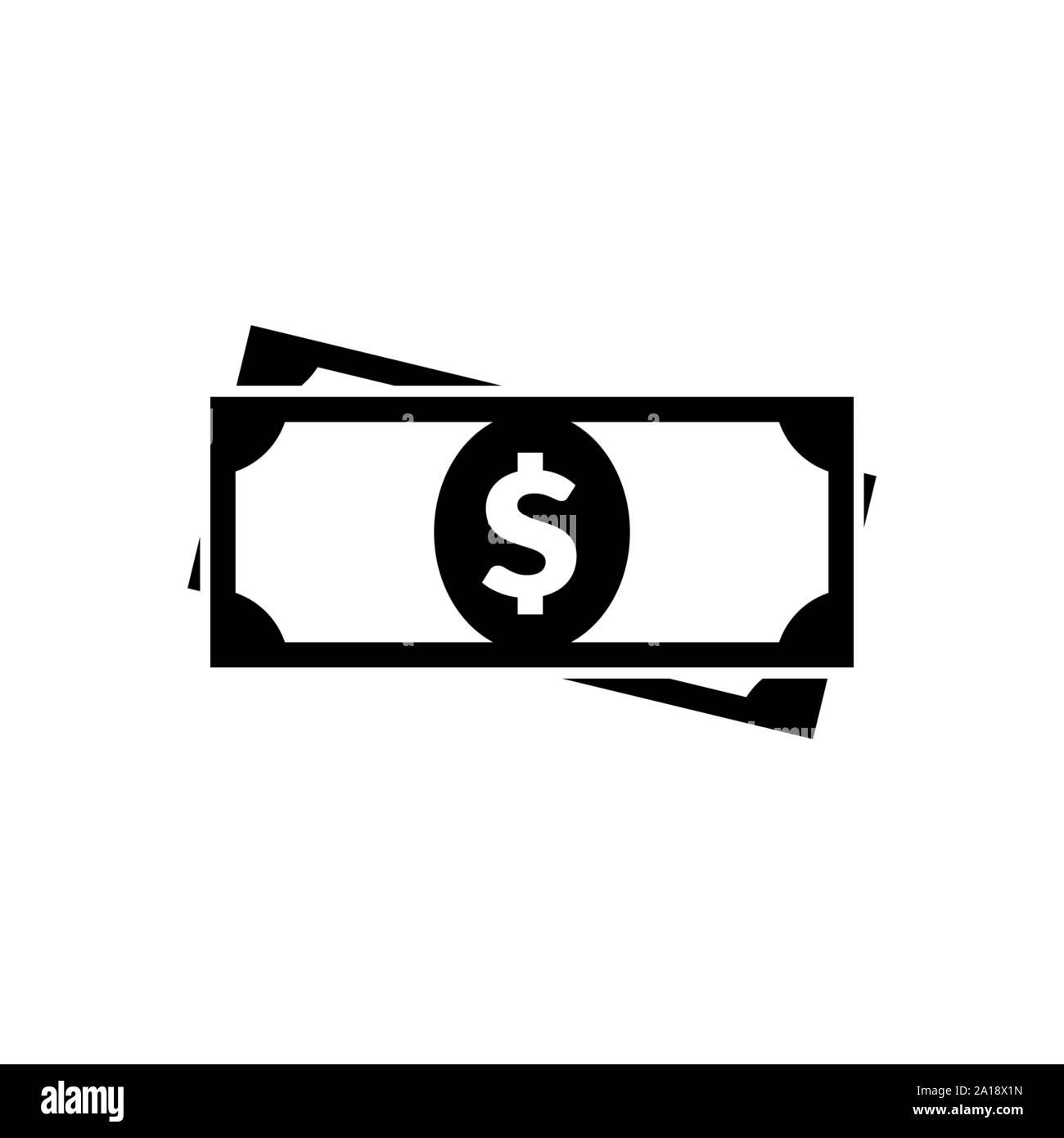 Icona di denaro piatto. Simbolo del dollaro. Segno di contanti. Illustrazione Vettoriale