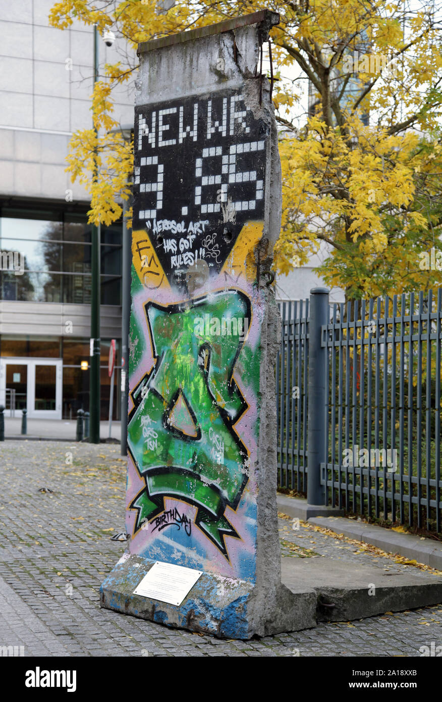 Il muro di Berlino presso il quartiere europeo di Bruxelles Foto Stock