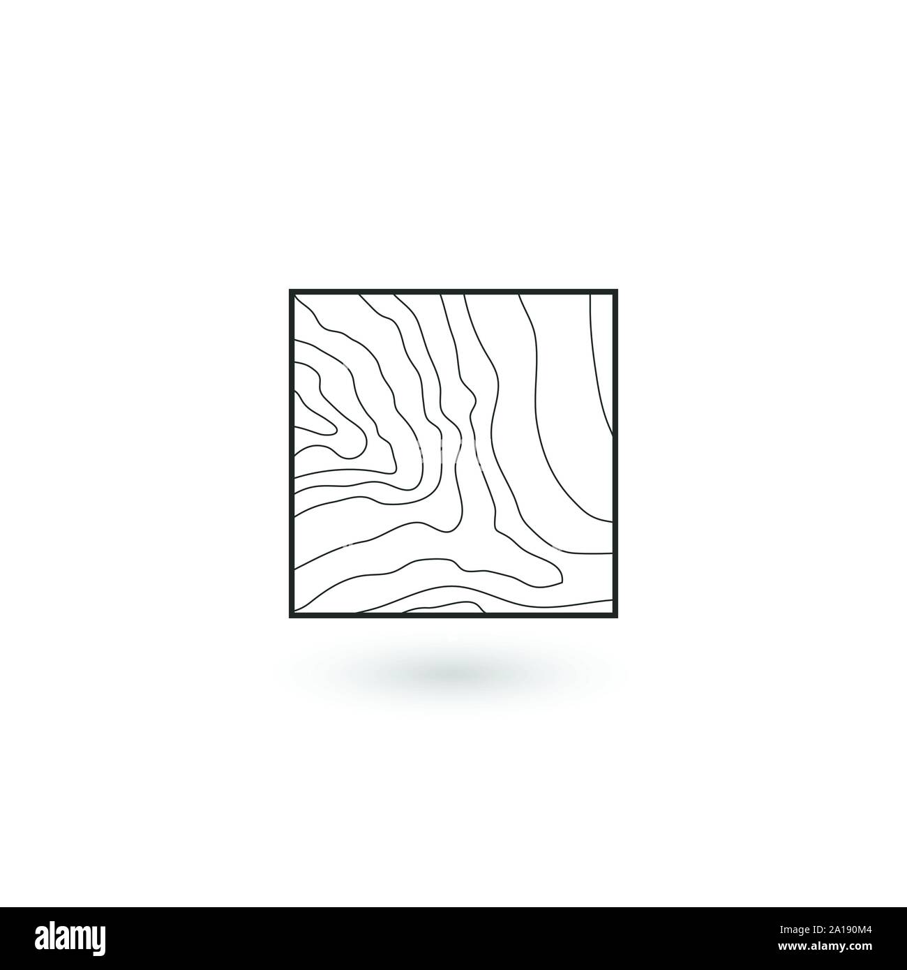 Albero quadrato rings round identità geometrica Logo Design icona con ombra. Prodotto di legno di concetto Logo. Stock illustrazione vettoriale isolato su bianco Illustrazione Vettoriale