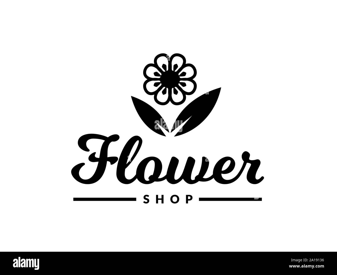 Negozio di fiori logo. Vettore simbolo floreale isolato su uno sfondo bianco. Illustrazione Vettoriale