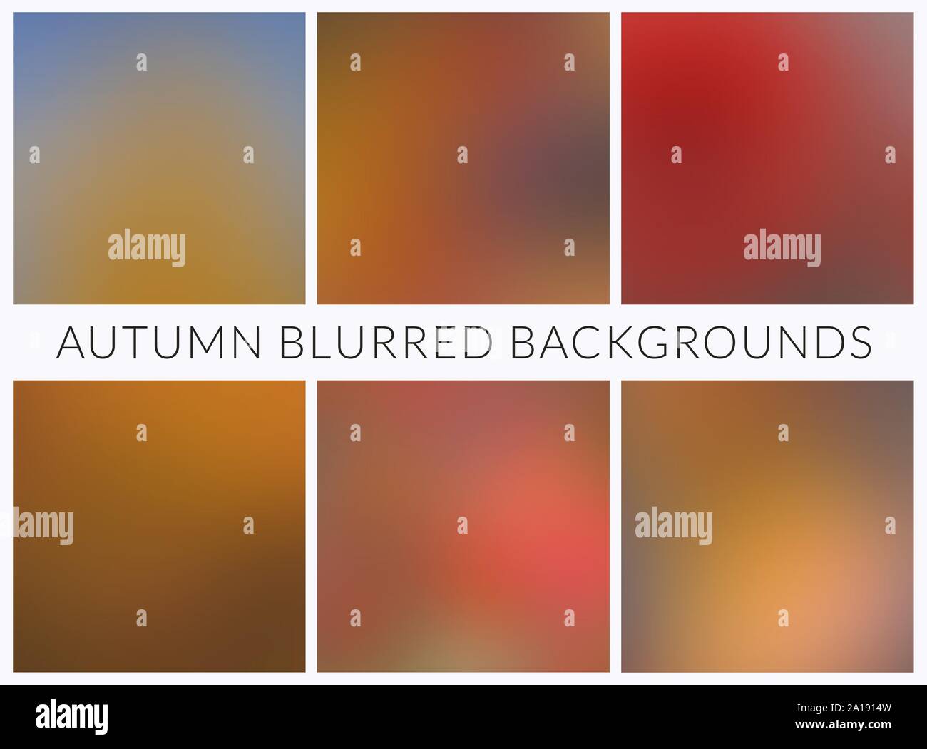 Gli sfondi sfocati. Abstract autunno carte con copia spazio per il vostro design. Set di vettore. 6 soft gradienti di colore. Illustrazione Vettoriale