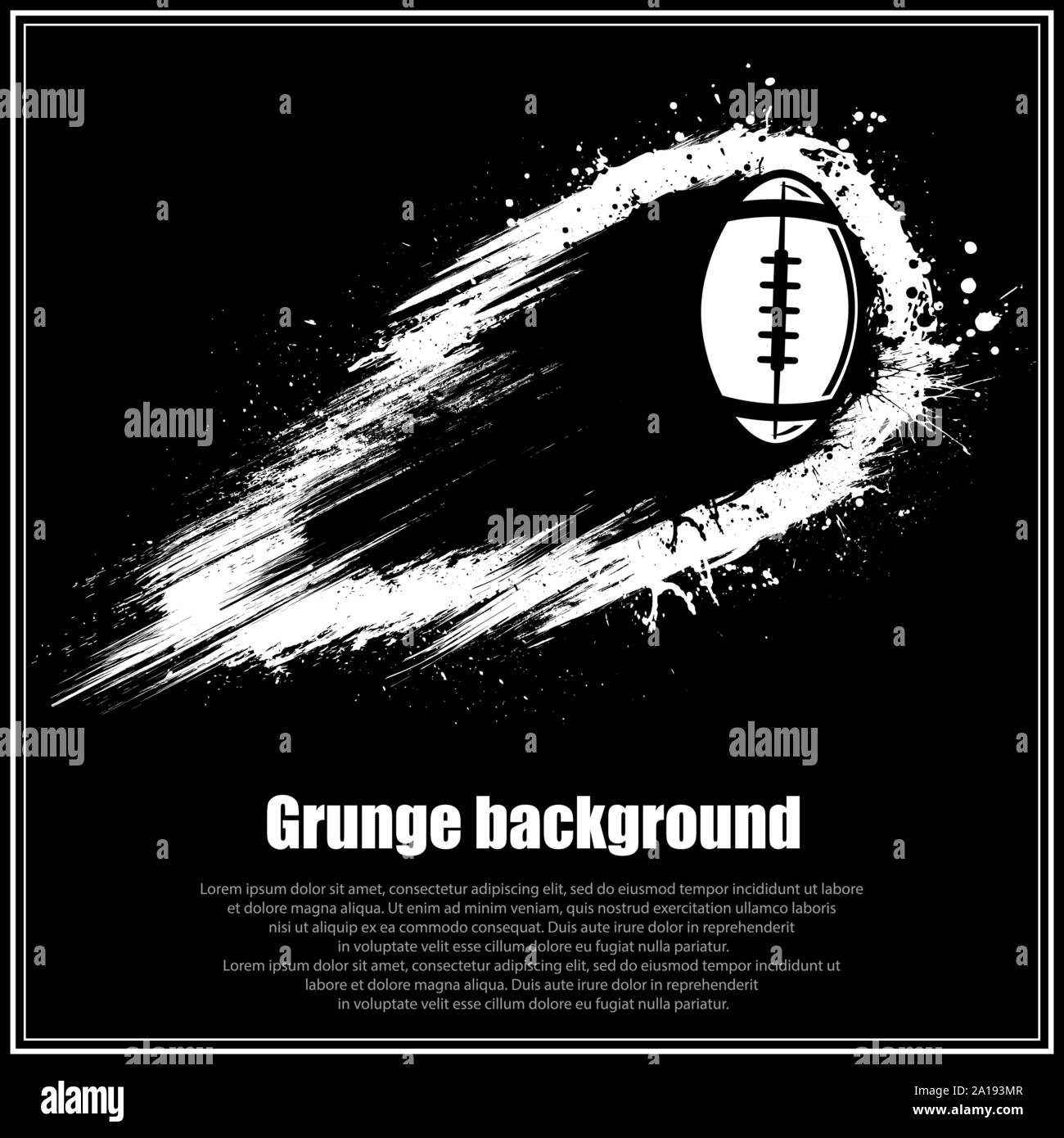 Sfondo nero con il football americano movimento percorso di grunge e un testo di esempio Illustrazione Vettoriale