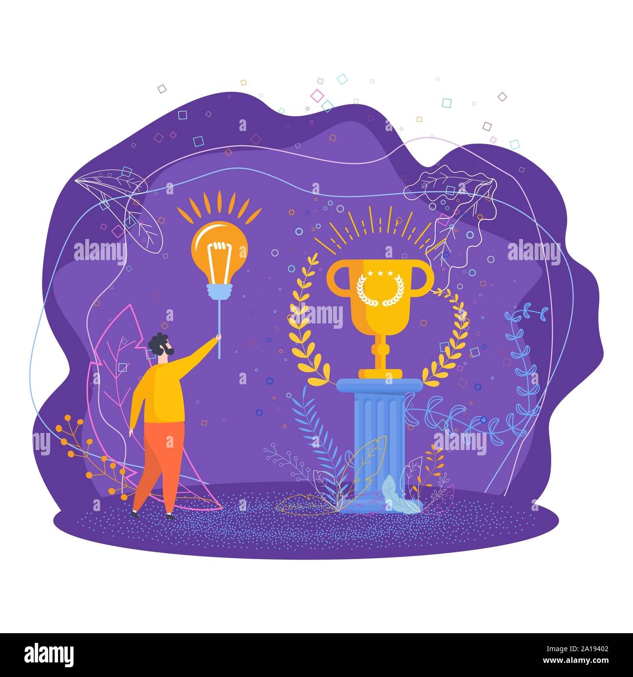 Meritata ricompensa. La metafora del business. Appartamento alla moda in stile vettoriale illustrazione. Illustrazione Vettoriale