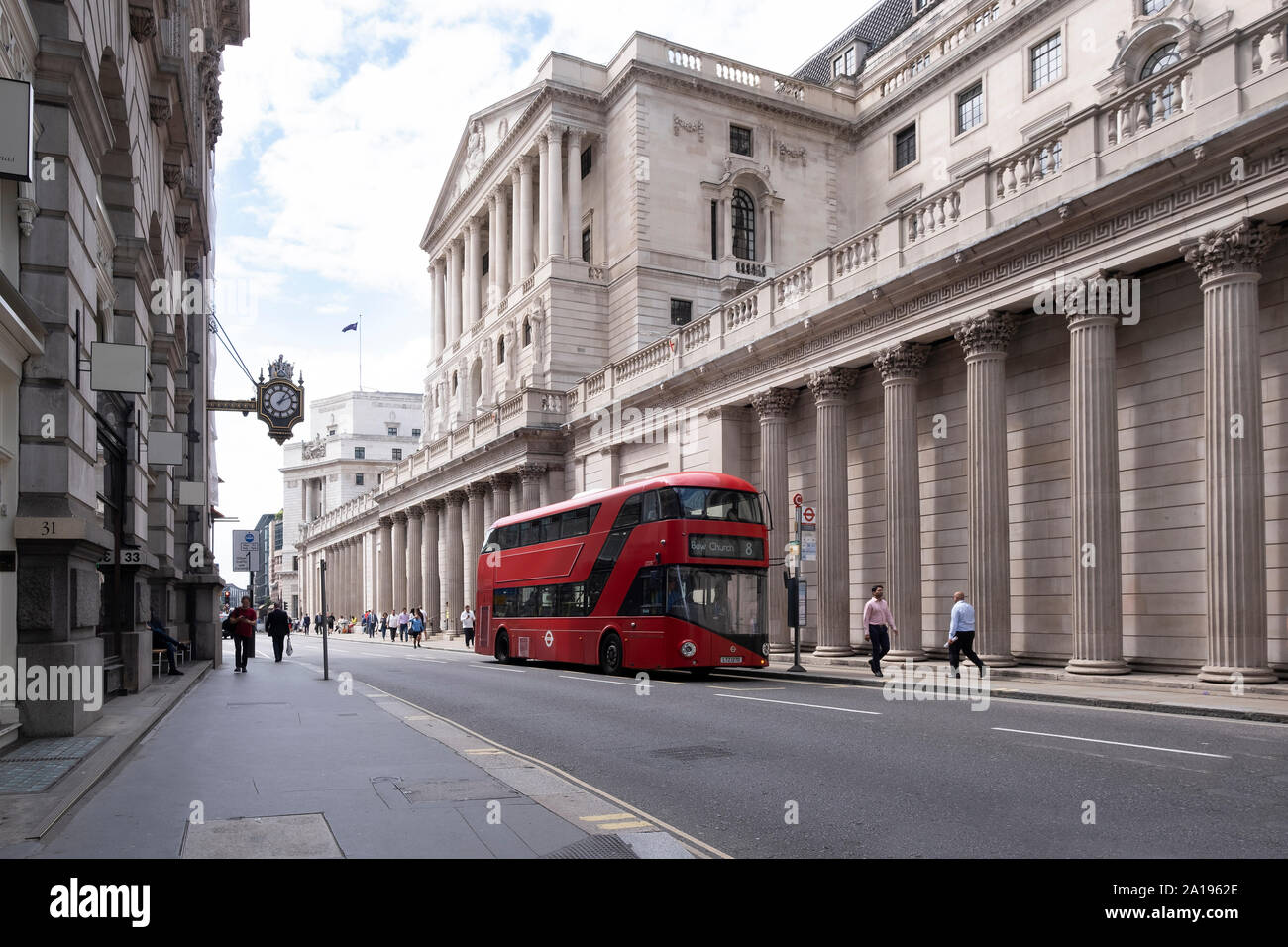 Città di Londra, Regno Unito il 6 Luglio 2019: la Banca di Inghilterra, Threadneedle Street Foto Stock