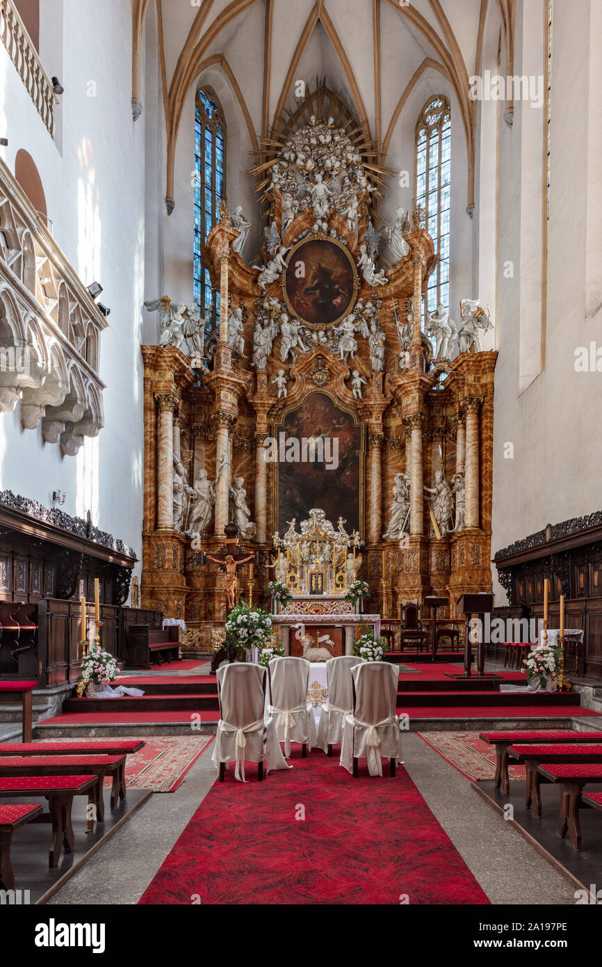 Jelenia Gora, chiesa gotica del 1380, Bassa Slesia voivodato, Polonia Foto Stock