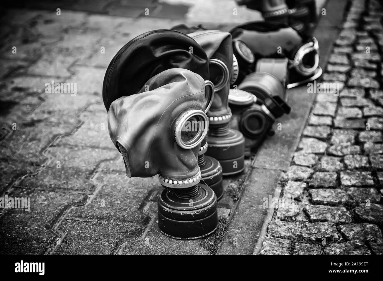 Maschere di guerra, la protezione e la sicurezza dettaglio Foto Stock