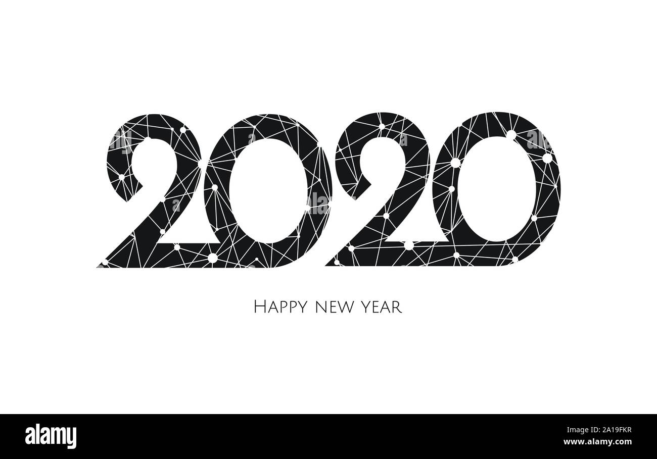 Felice Anno Nuovo 2020 golden progettazione di testo con le palle di Natale. Illustrazione Vettoriale