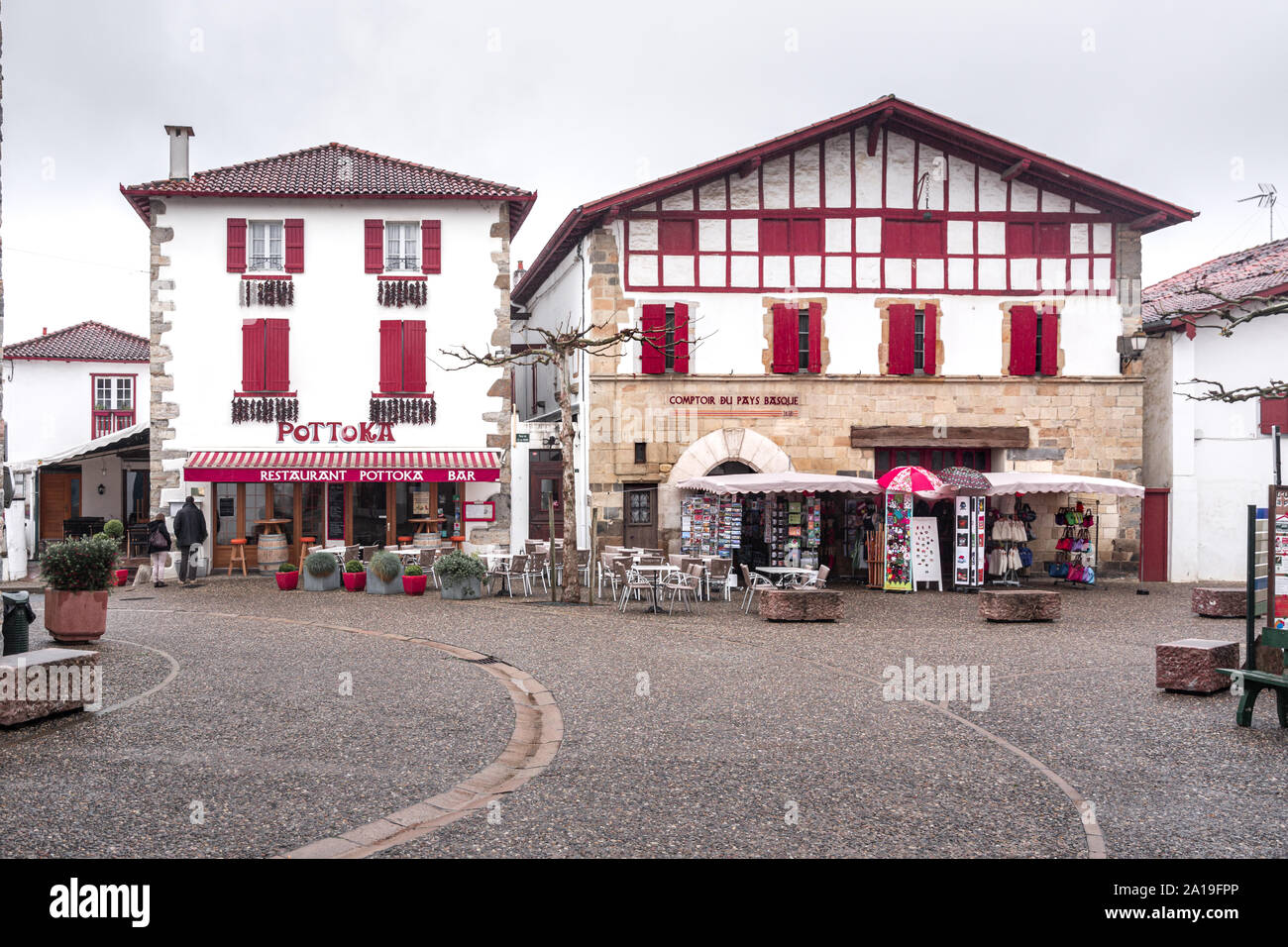 Villaggio di Espelette in nel Paese basco francese Foto Stock