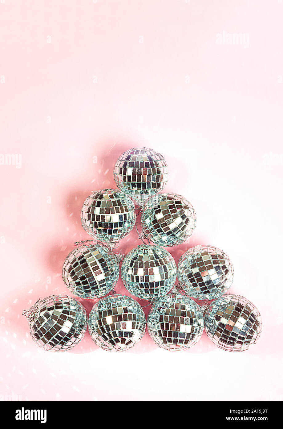 Argento brillante sfere da discoteca. Foto Stock
