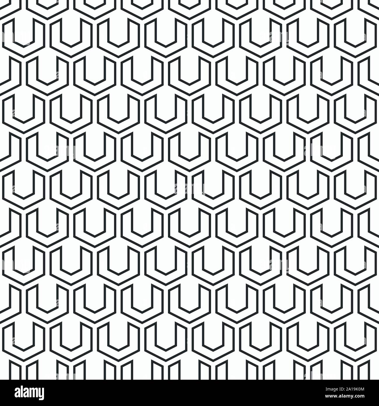 Geometrica astratta seamless pattern. Moderna ed elegante struttura. Ripetizione piastrelle geometriche di elementi esagonali. Il contrasto geometrico sfondo senza giunture. Illustrazione Vettoriale