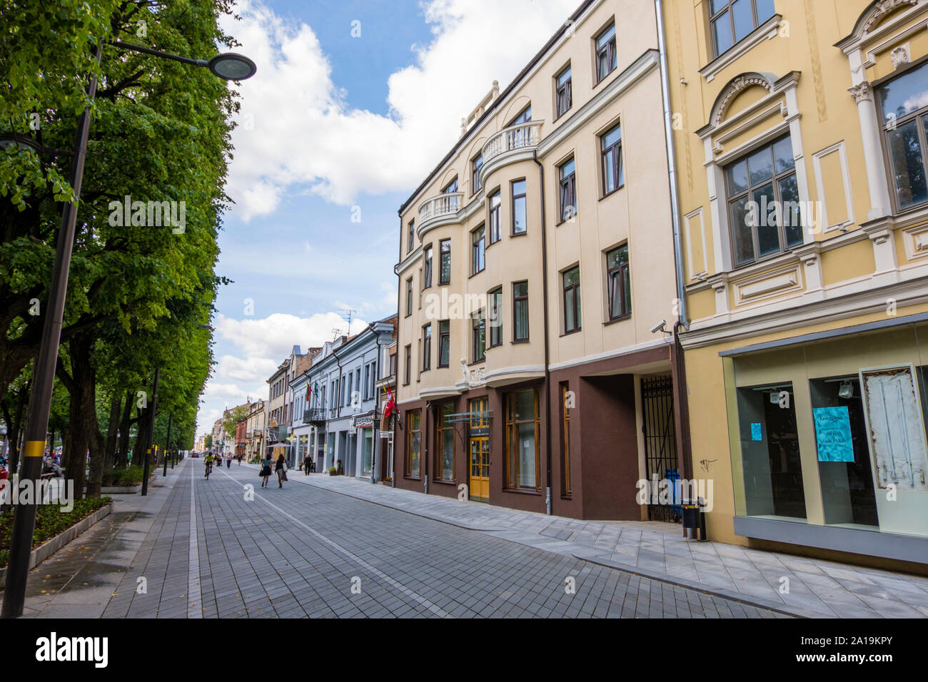 Laisves Aleja, main boulevard, Kaunas, Lituania Foto Stock