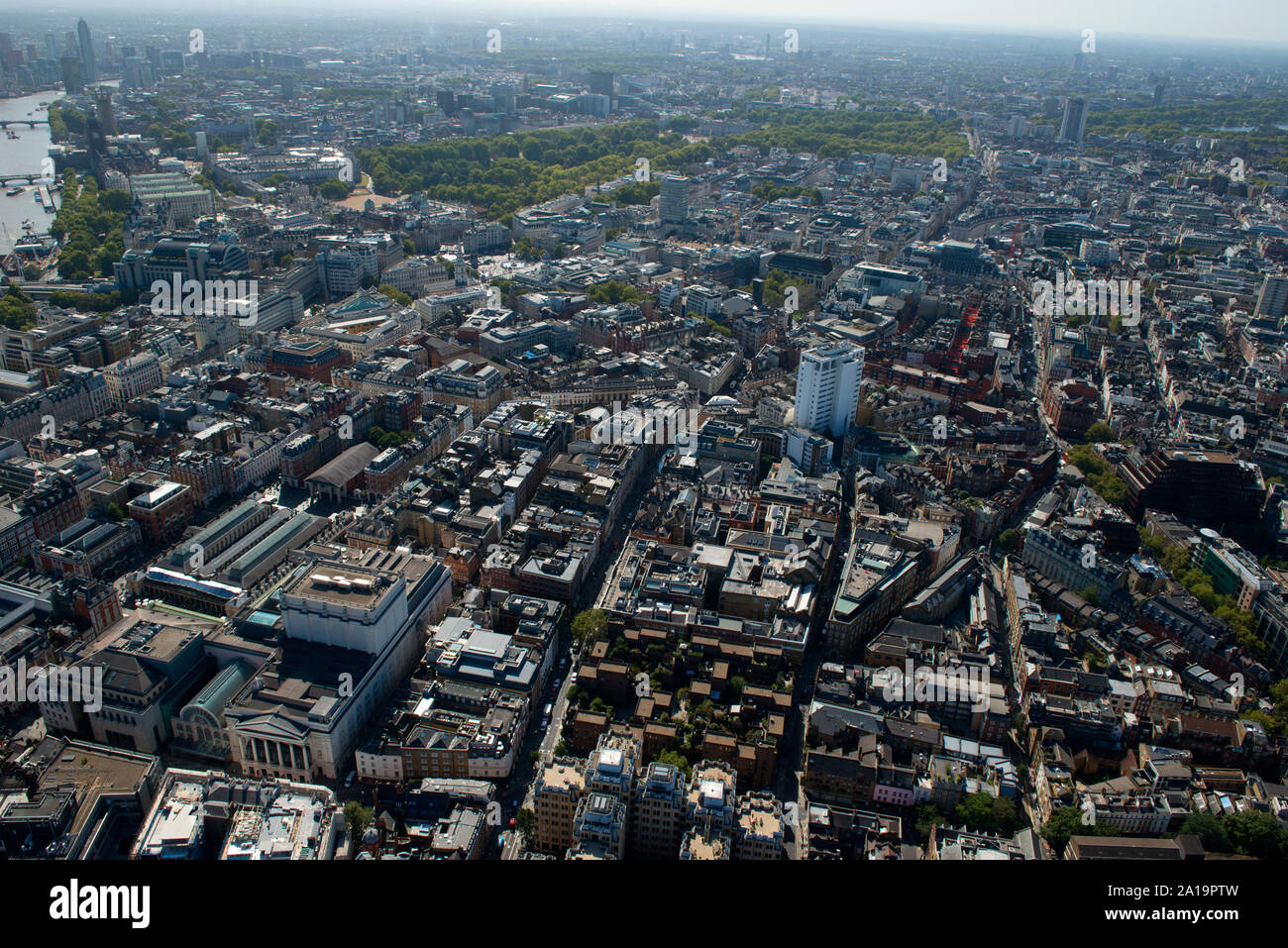 Covent Garden e a Theatreland e il terrapieno area come si vede dall'aria. Foto Stock