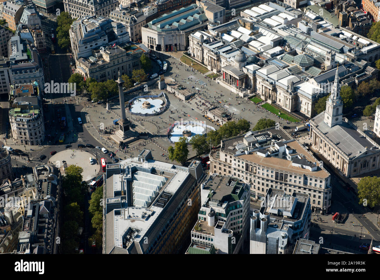 Trafalgar Square dall'aria. Foto Stock