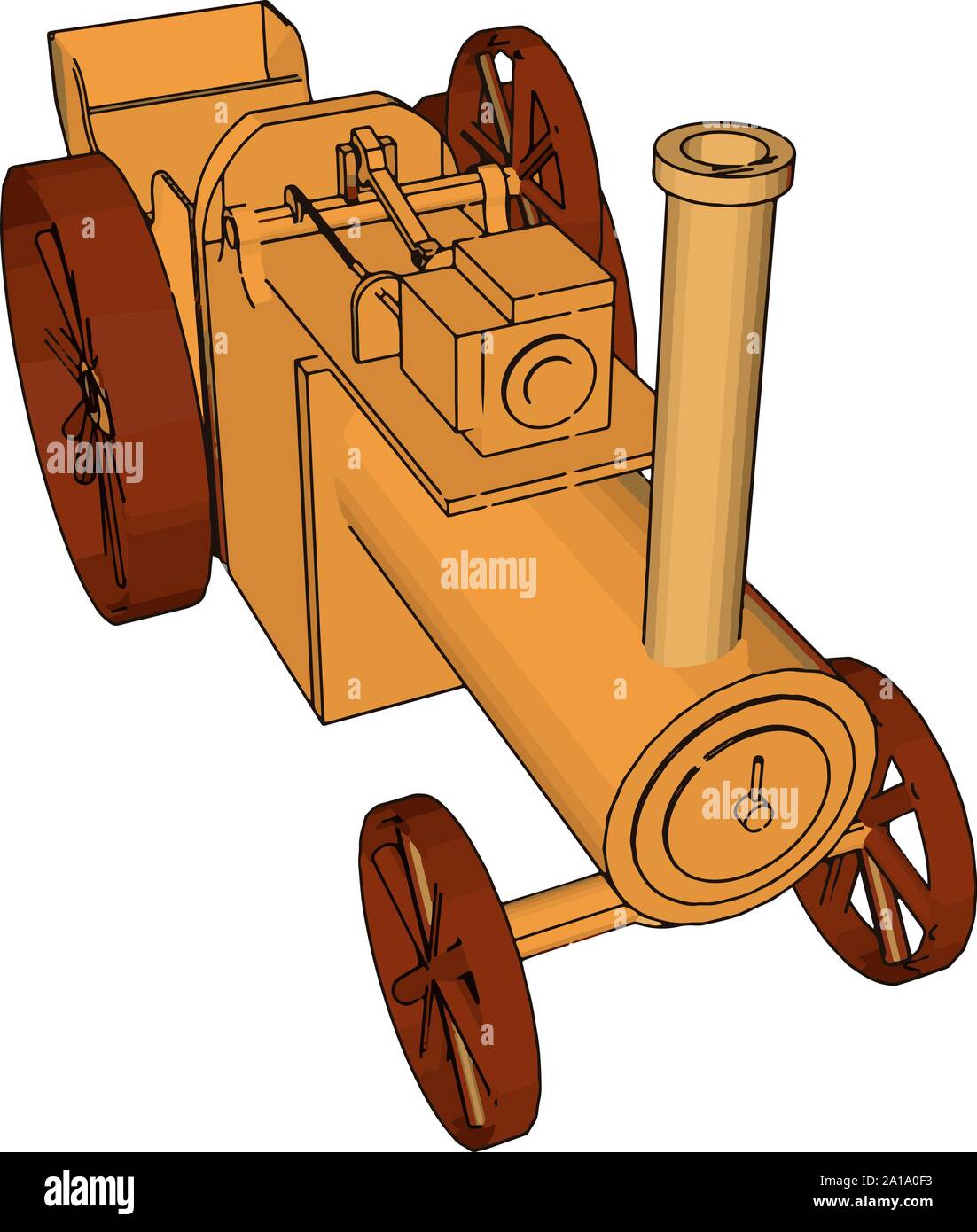 Vecchio treno retrò, illustrazione vettore su sfondo bianco. Illustrazione Vettoriale