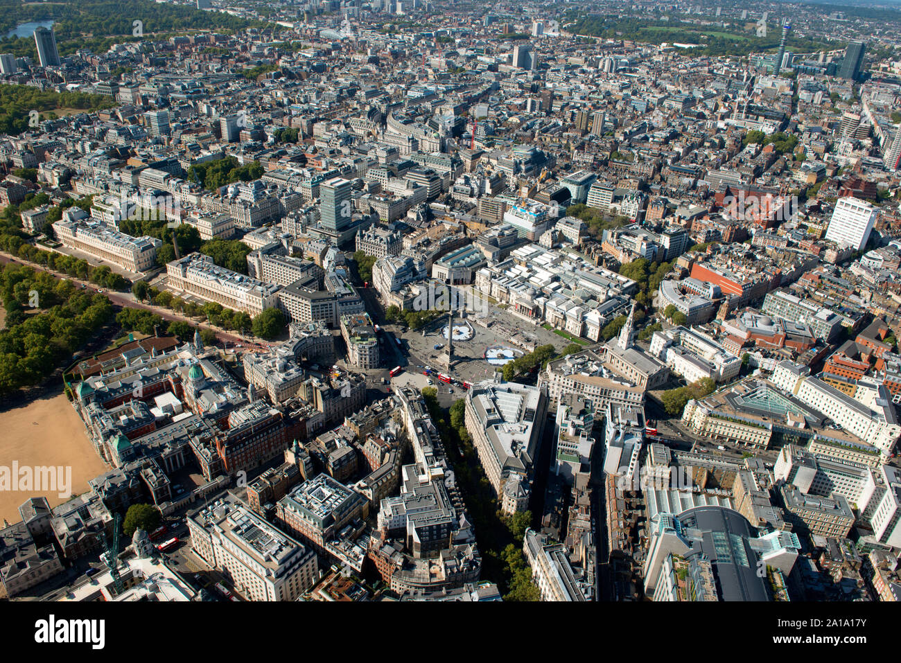 Trafalgar Square area dall'aria. Foto Stock