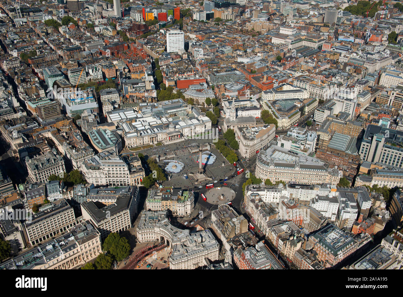 Trafalgar Square area dall'aria. Foto Stock