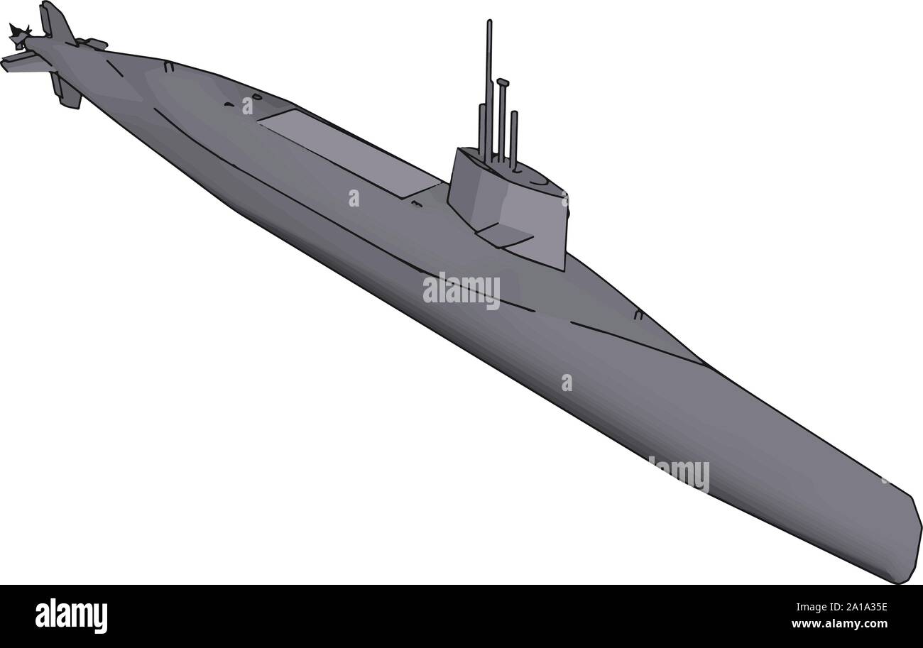 Sommergibile, illustrazione, vettore su sfondo bianco. Illustrazione Vettoriale