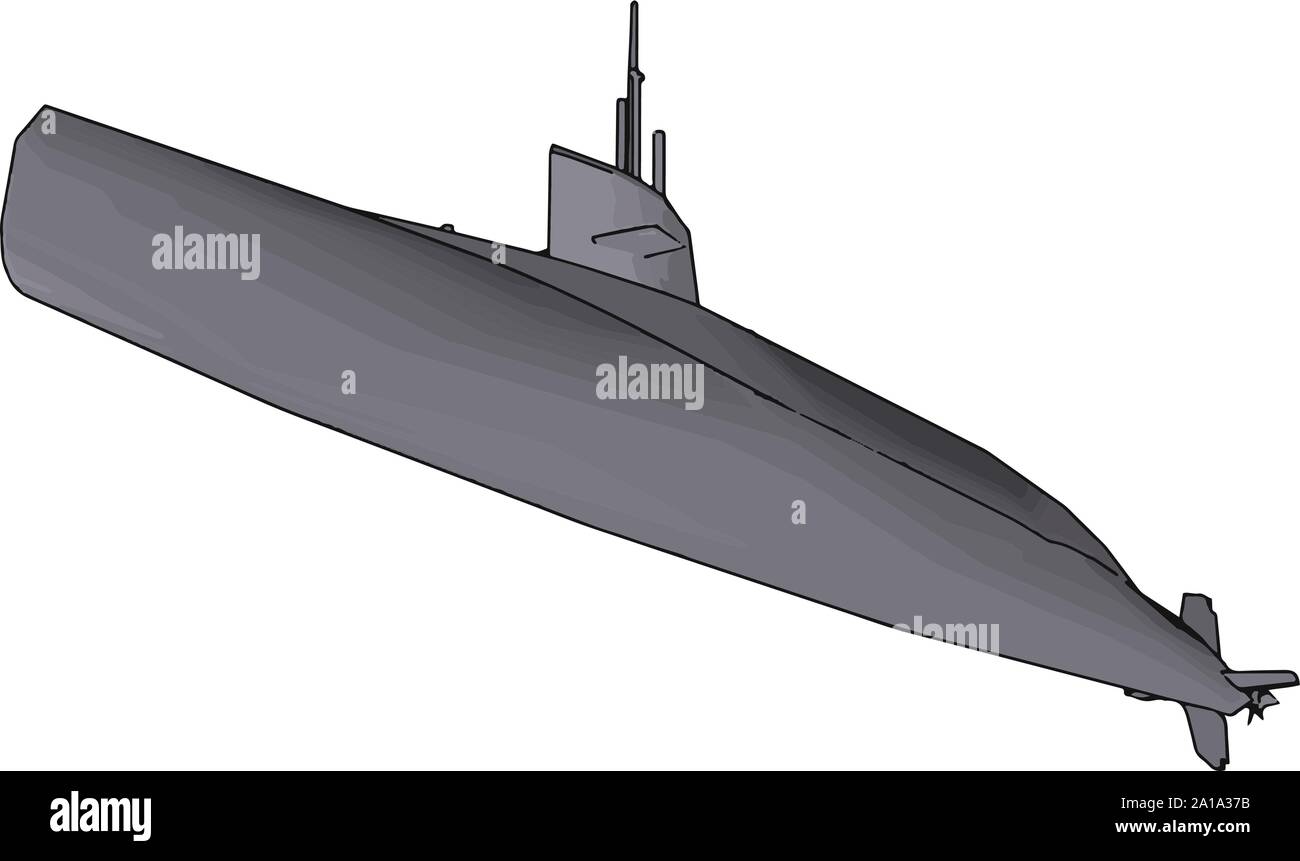 Sommergibile, illustrazione, vettore su sfondo bianco. Illustrazione Vettoriale