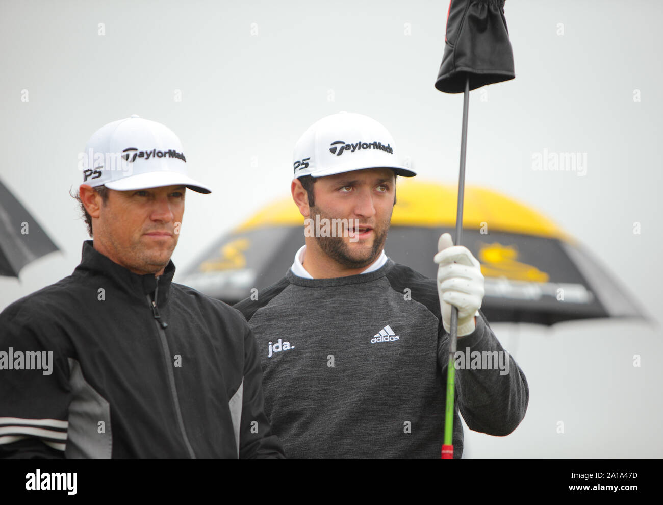 St Andrews Fife, Scozia, Regno Unito. Il 25 settembre 2019. Jon Rahm pratiche presso il Dunhill Cup St Andrews Old Course, Fife, Scozia, mercoledì 25 settembre 2019, Credit: Derek Allan/Alamy Live News Foto Stock