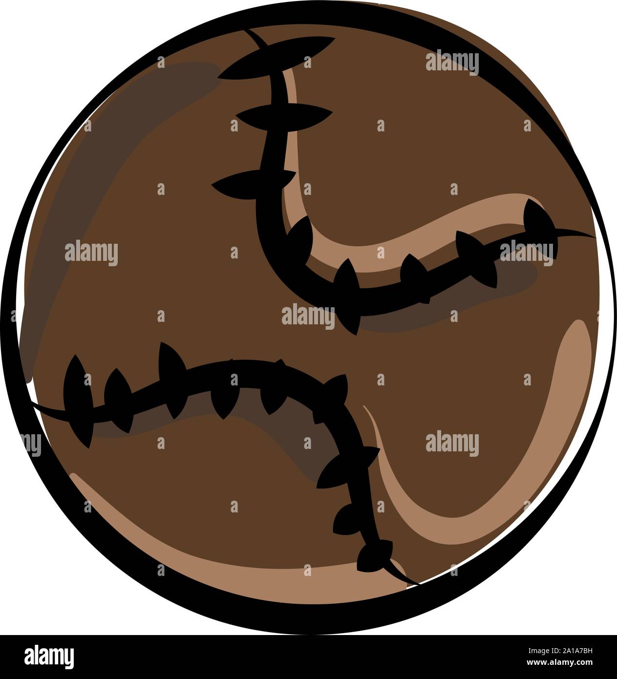 Vecchia palla da baseball, illustrazione vettore su sfondo bianco. Illustrazione Vettoriale