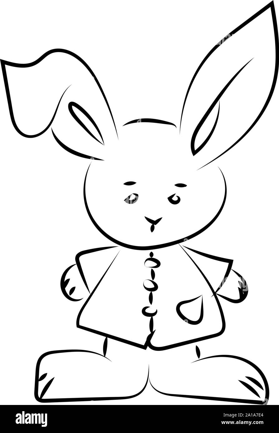 Bunny disegno, illustrazione, vettore su sfondo bianco. Illustrazione Vettoriale