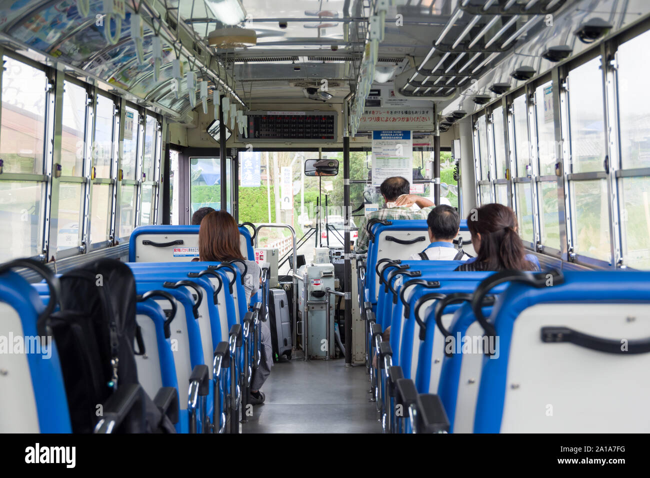 Chiba, Giappone, 23/09/2019 , all'interno di un bus giapponese sulla campagna di Chiba. Foto Stock