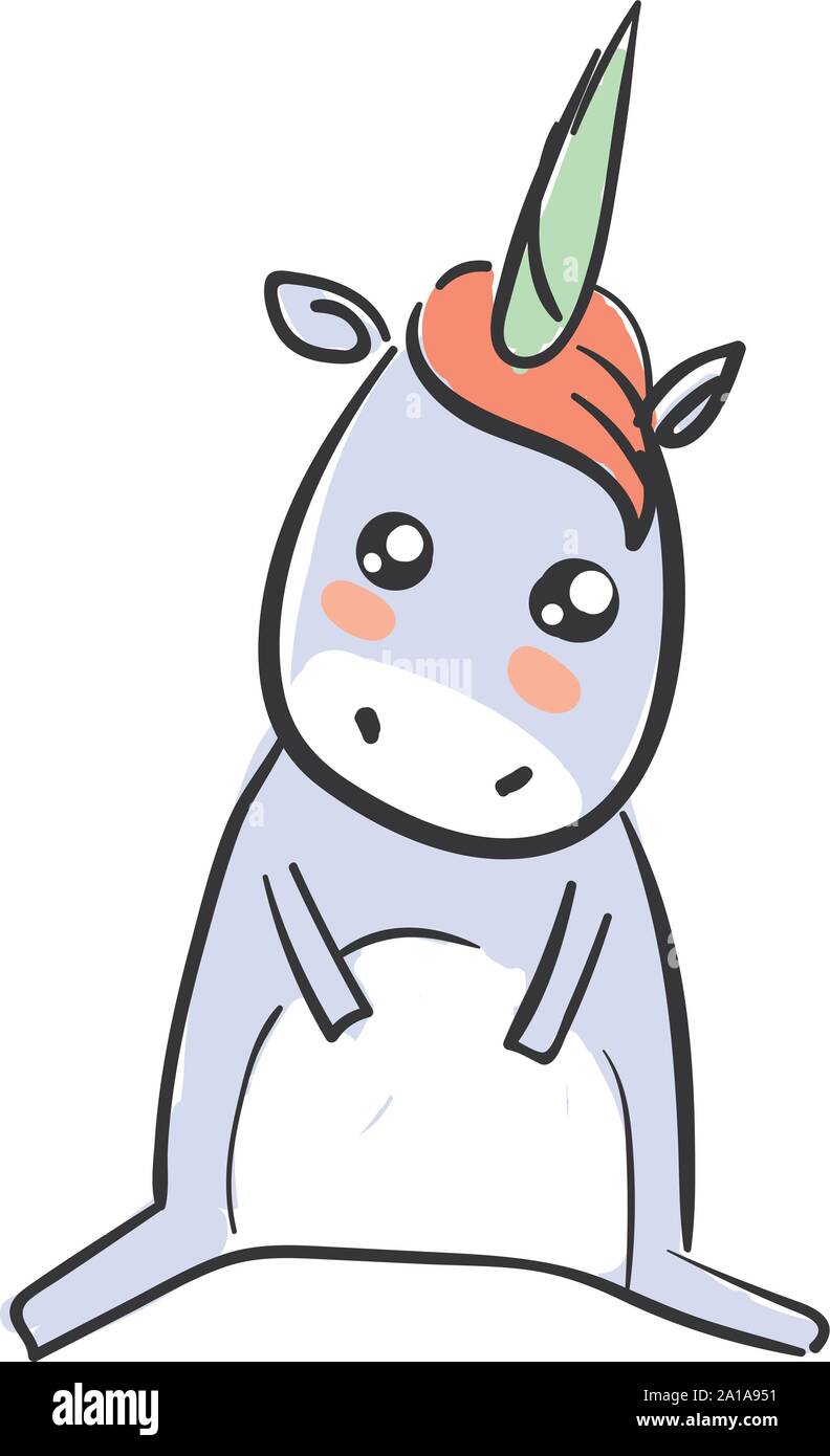 Carino unicorn, illustrazione vettore su sfondo bianco. Illustrazione Vettoriale