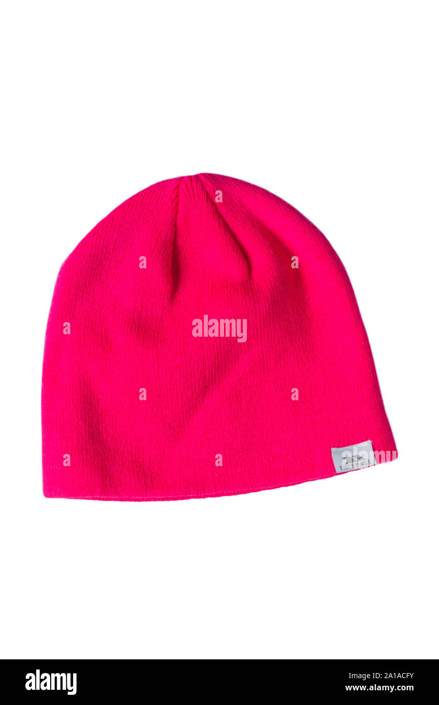La ragazza del bambino rosa beanie hat da infedeltà isolati su sfondo bianco Foto Stock