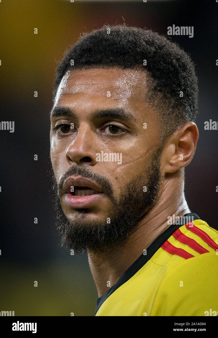 Watford, Regno Unito. 24Sep, 2019. Andre grigio di Watford durante il Carabao Cup match tra Watford e Swansea City a Vicarage Road, Watford, in Inghilterra il 24 settembre 2019. Foto di Andy Rowland. Credito: prime immagini multimediali/Alamy Live News Foto Stock