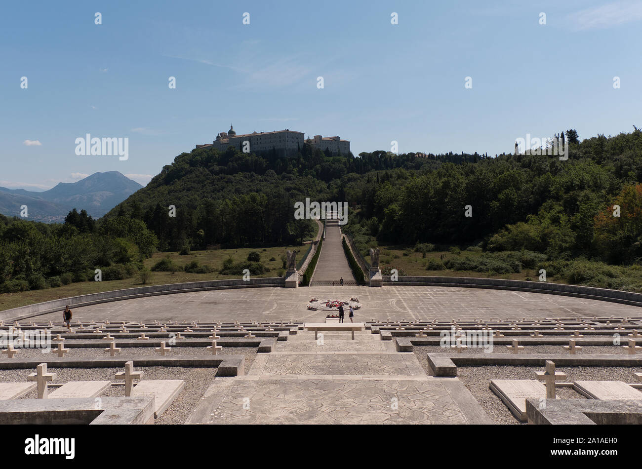 Polacco il Cimitero di guerra di Monte Cassino in estate, Italia Foto Stock