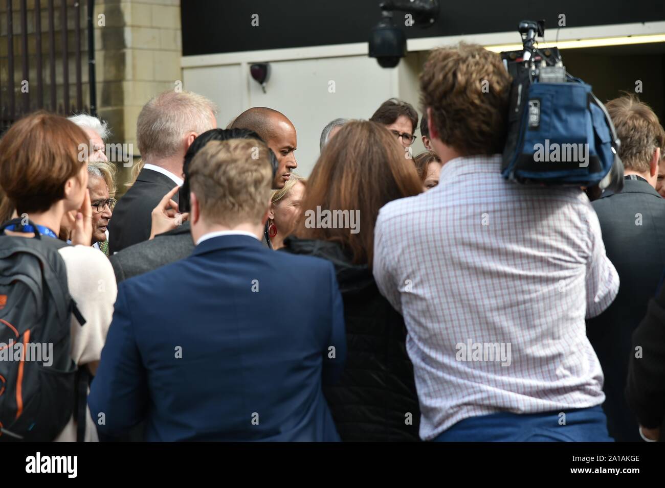 Premere la copertura di Brexit in piazza del Parlamento, Londra Settembre 2019 Foto Stock