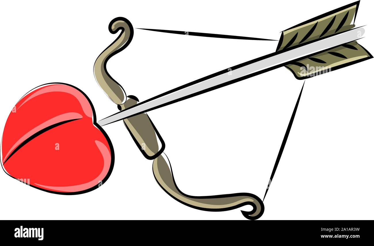 Arco e frecce, illustrazione vettore su sfondo bianco. Illustrazione Vettoriale