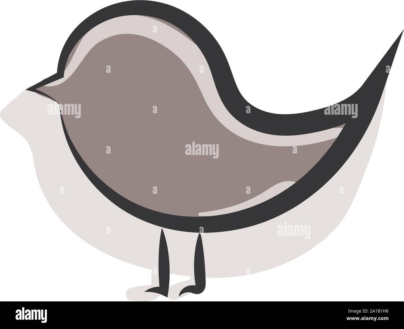 Uccello grigio, illustrazione vettore su sfondo bianco. Illustrazione Vettoriale