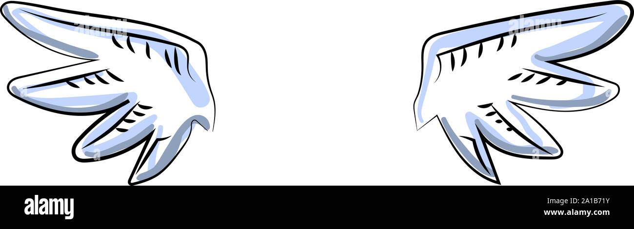 Ali bianche, illustrazione vettore su sfondo bianco. Illustrazione Vettoriale