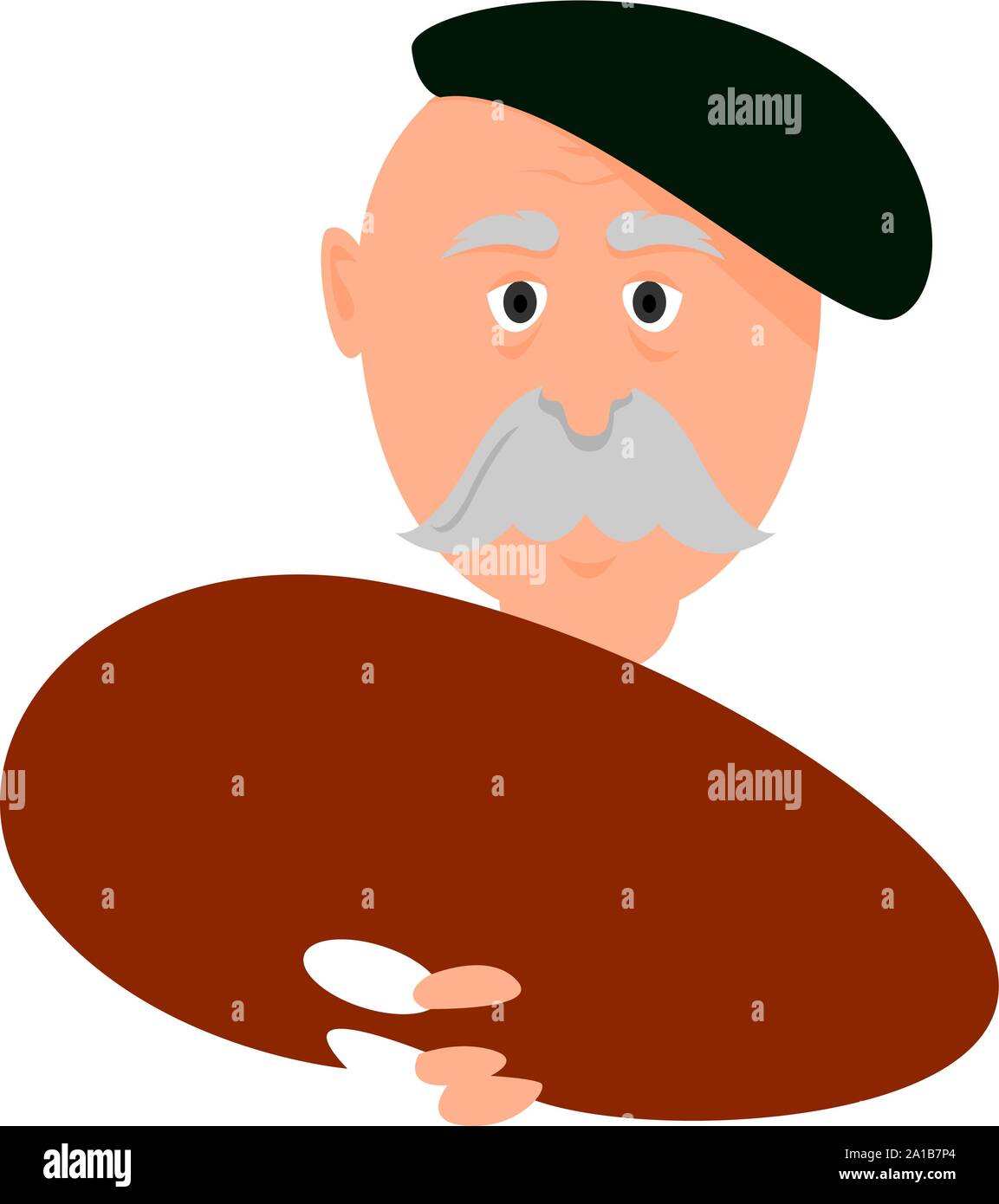 Vecchio pittore, illustrazione vettore su sfondo bianco. Illustrazione Vettoriale