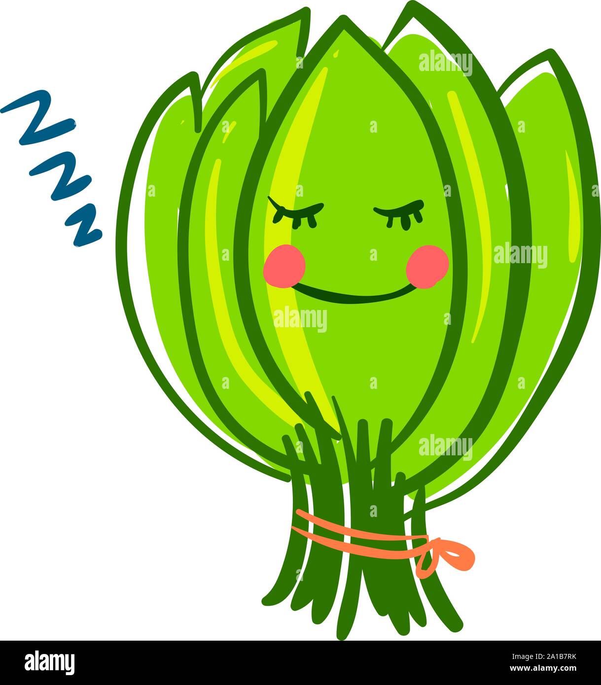 Sleeping spinaci, illustrazione, vettore su sfondo bianco. Illustrazione Vettoriale