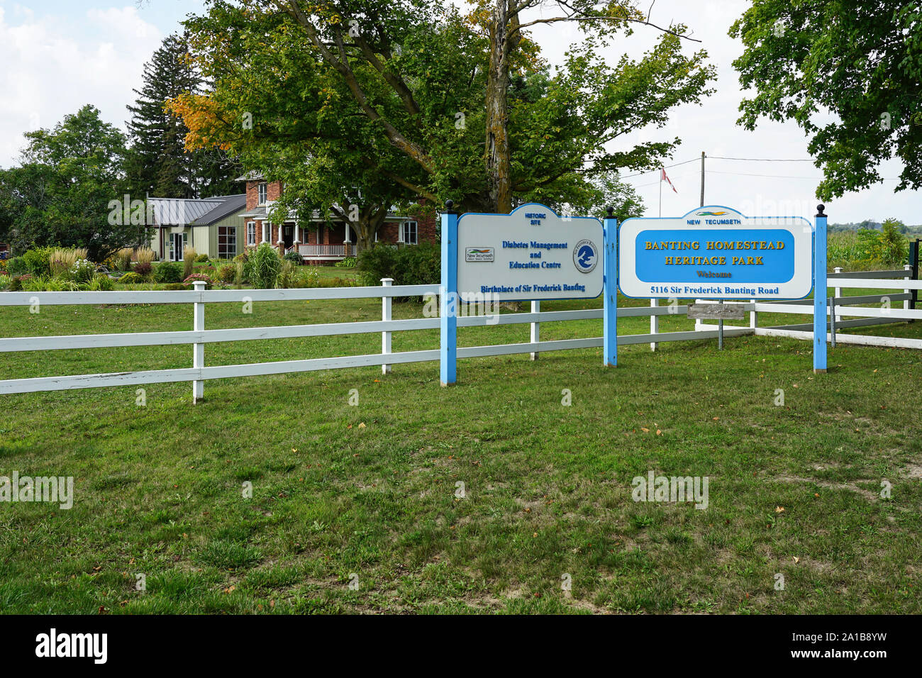 Banting Casale di famiglia, in Alliston, Ontario, Canada. Luogo di Nascita di Frederick Banting il nov.14, 1891, co-scopritore di scopritore di insulina. Foto Stock