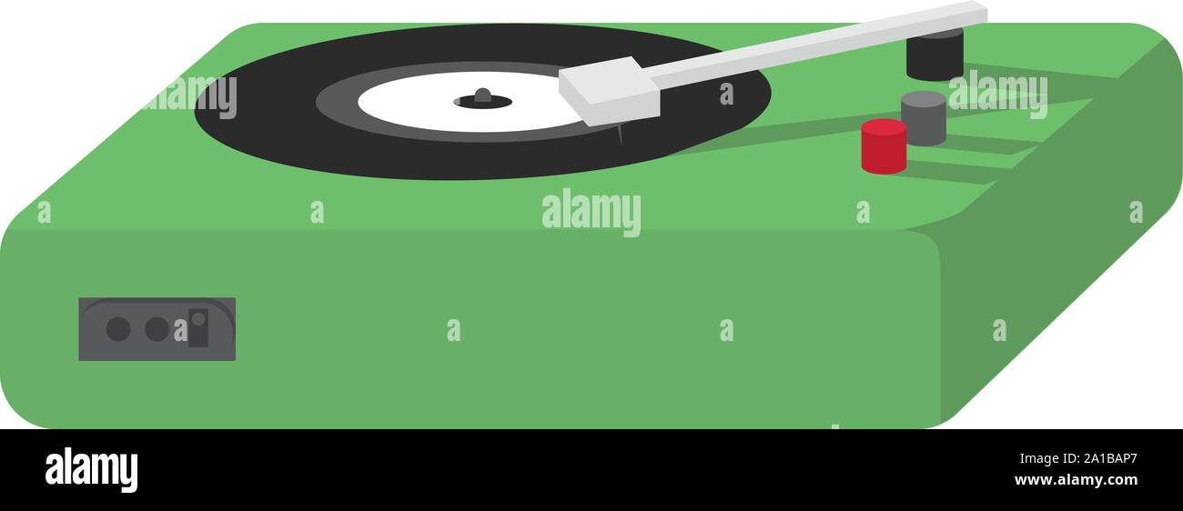 Lettore di vinile, illustrazione vettore su sfondo bianco. Illustrazione Vettoriale