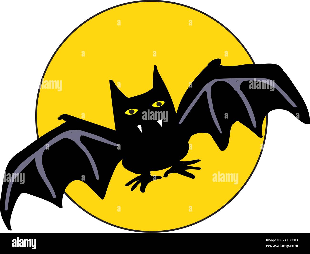 Black bat, illustrazione vettore su sfondo bianco. Illustrazione Vettoriale
