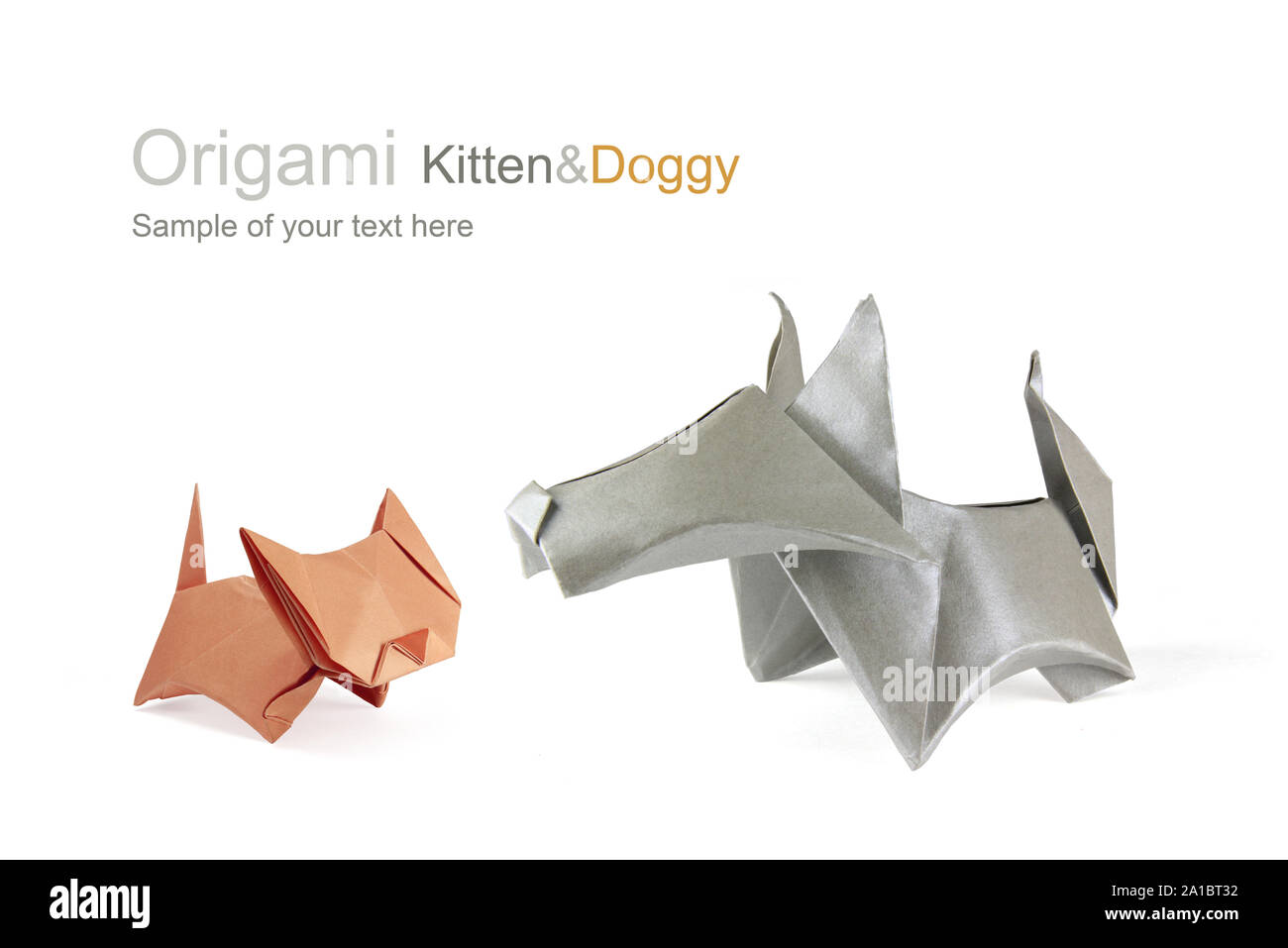 Origami Amici cane e gatto Foto Stock