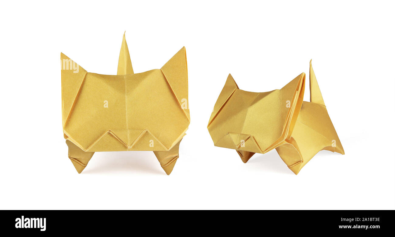 Origami gatti allo zenzero Foto Stock