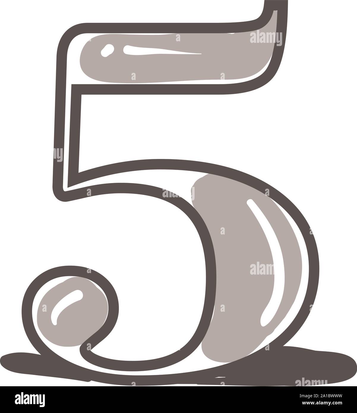 Numero 5, Illustrazione Vettore su sfondo bianco. Illustrazione Vettoriale