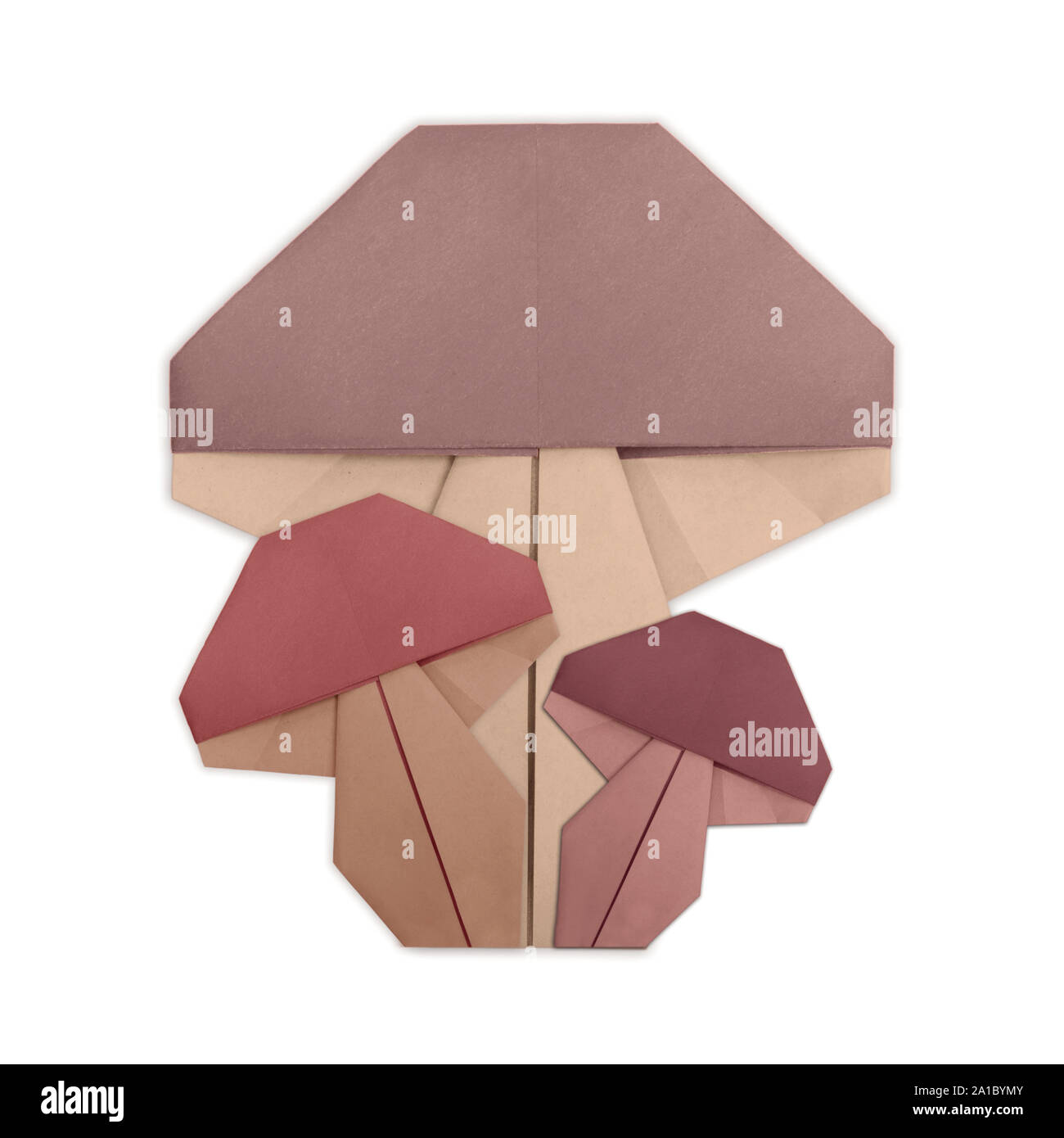 Gruppo di funghi origami isolato Foto Stock