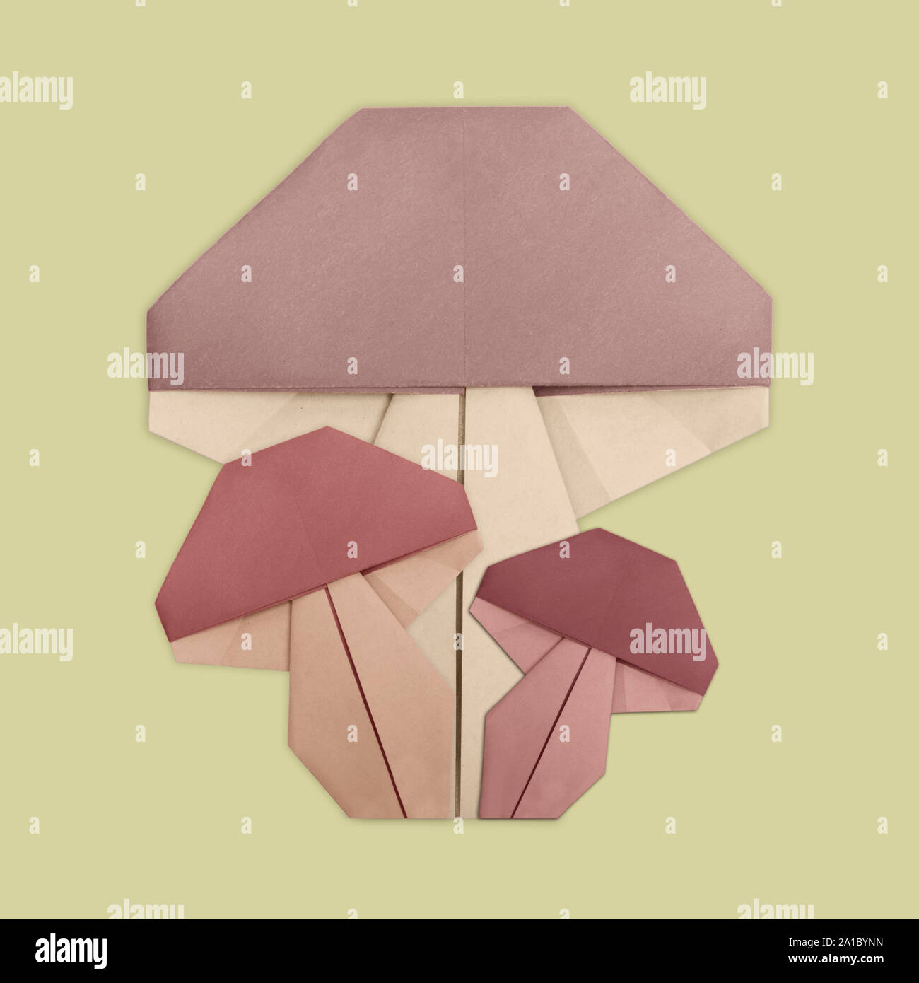 Gruppo di funghi origami isolato Foto Stock