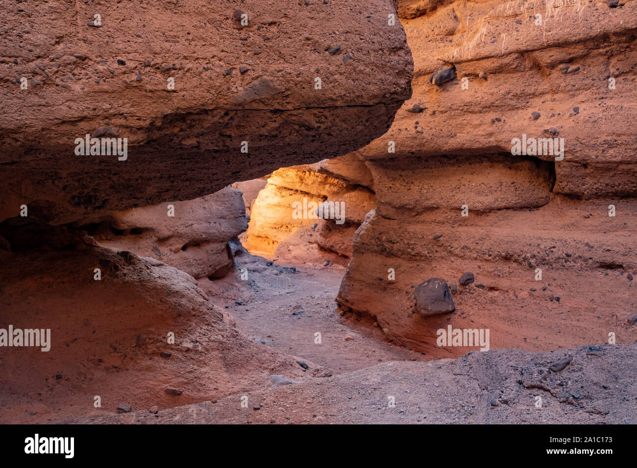 Escursionismo nel White Owl Canyon Lake Mead National Recreation Area a Nevada Foto Stock